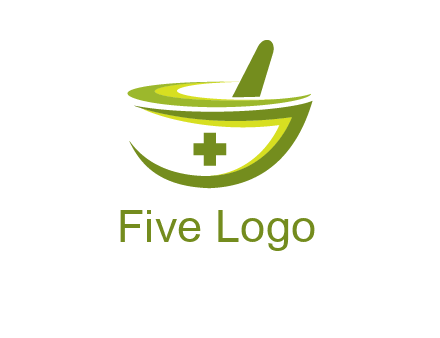 mortar and pestle logo with medical cross