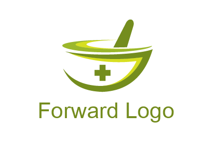 mortar and pestle logo with medical cross