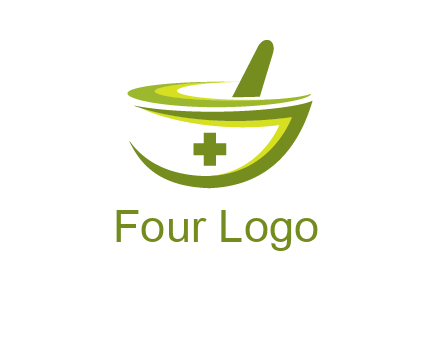mortar and pestle logo with medical cross