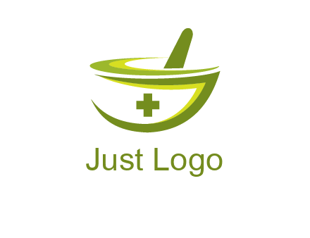 mortar and pestle logo with medical cross