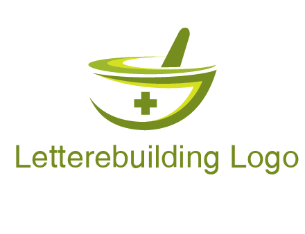 mortar and pestle logo with medical cross