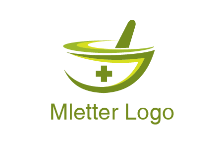 mortar and pestle logo with medical cross