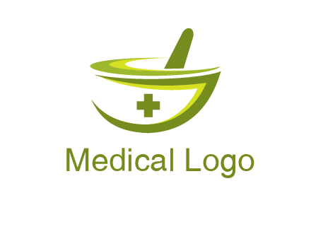 mortar and pestle logo with medical cross