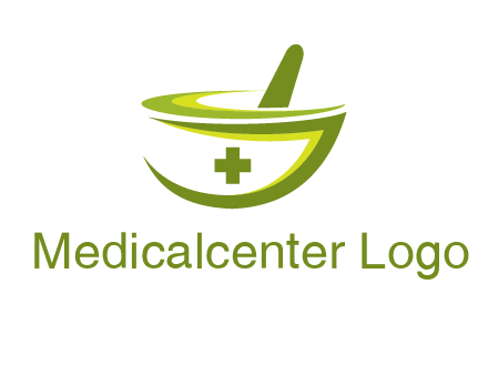 mortar and pestle logo with medical cross