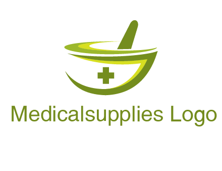 mortar and pestle logo with medical cross