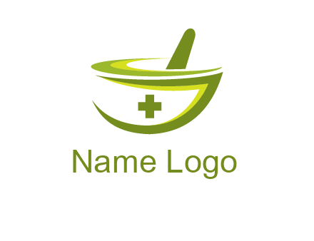 mortar and pestle logo with medical cross