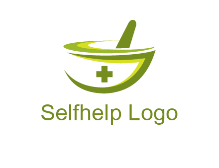 mortar and pestle logo with medical cross