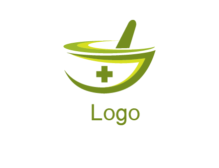 mortar and pestle logo with medical cross