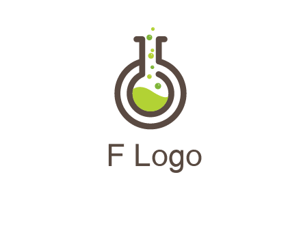 laboratory flask with green liquid and bubbles logo