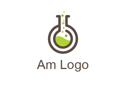 laboratory flask with green liquid and bubbles logo