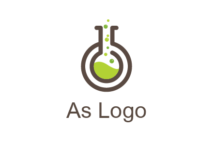 laboratory flask with green liquid and bubbles logo