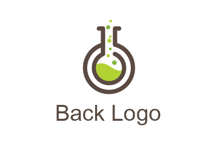 laboratory flask with green liquid and bubbles logo