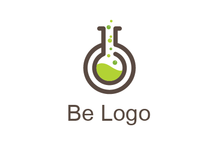 laboratory flask with green liquid and bubbles logo