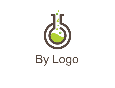 laboratory flask with green liquid and bubbles logo