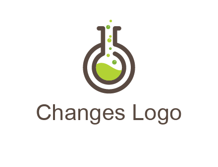 laboratory flask with green liquid and bubbles logo