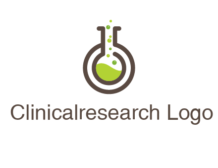 laboratory flask with green liquid and bubbles logo