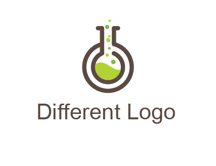 laboratory flask with green liquid and bubbles logo