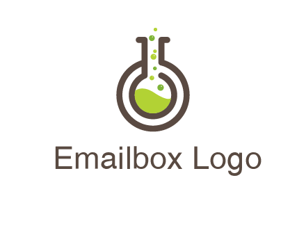 laboratory flask with green liquid and bubbles logo