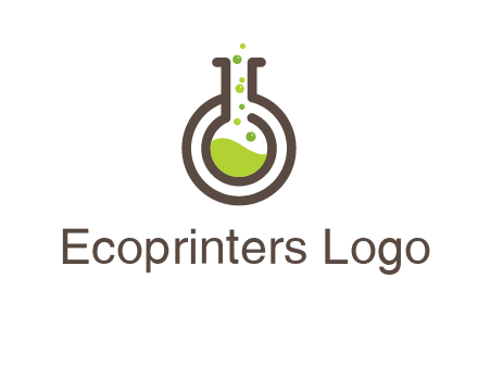 laboratory flask with green liquid and bubbles logo