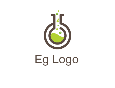 laboratory flask with green liquid and bubbles logo