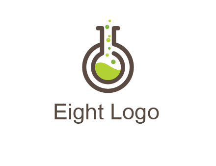 laboratory flask with green liquid and bubbles logo