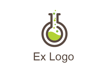 laboratory flask with green liquid and bubbles logo