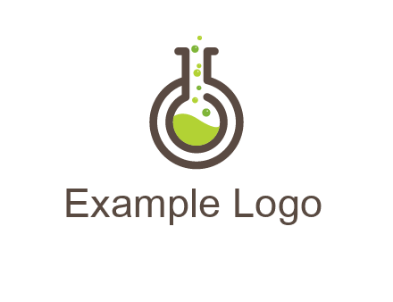 laboratory flask with green liquid and bubbles logo
