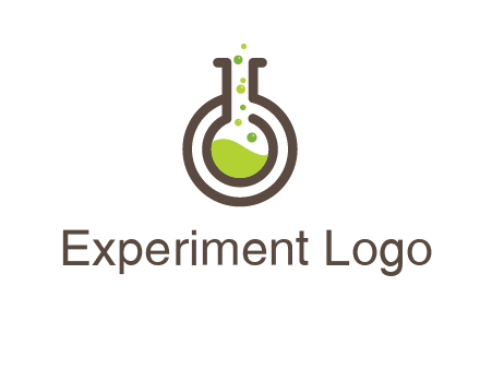 laboratory flask with green liquid and bubbles logo