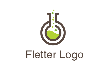 laboratory flask with green liquid and bubbles logo