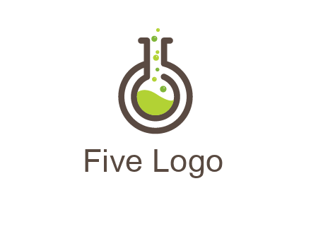 laboratory flask with green liquid and bubbles logo