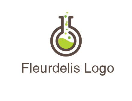 laboratory flask with green liquid and bubbles logo