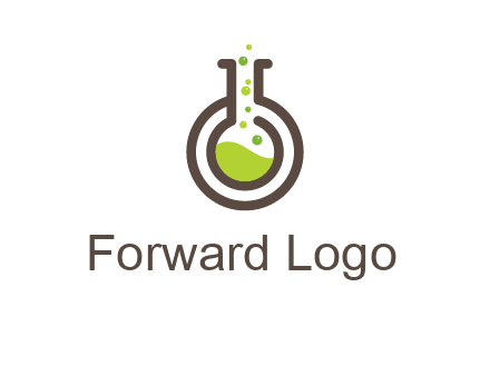 laboratory flask with green liquid and bubbles logo