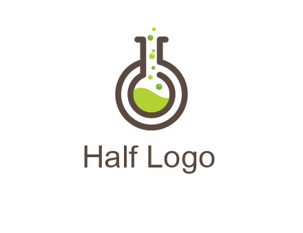 laboratory flask with green liquid and bubbles logo