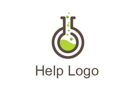 laboratory flask with green liquid and bubbles logo