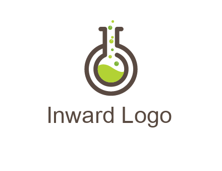 laboratory flask with green liquid and bubbles logo