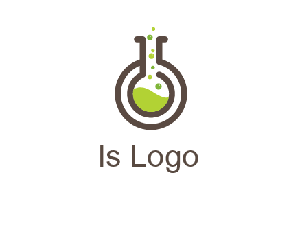 laboratory flask with green liquid and bubbles logo