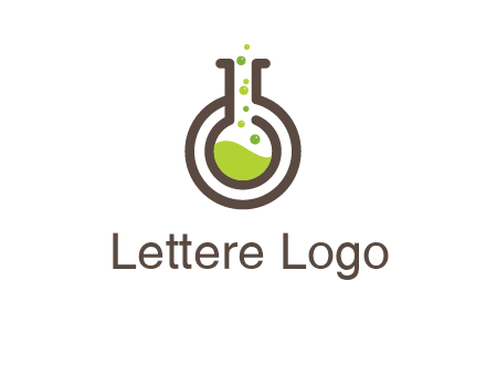 laboratory flask with green liquid and bubbles logo