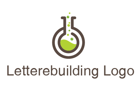 laboratory flask with green liquid and bubbles logo