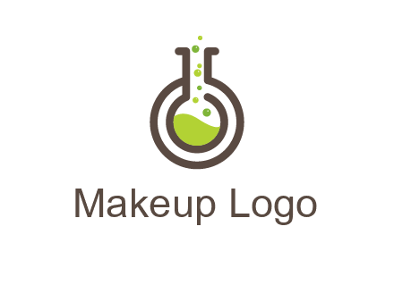 laboratory flask with green liquid and bubbles logo