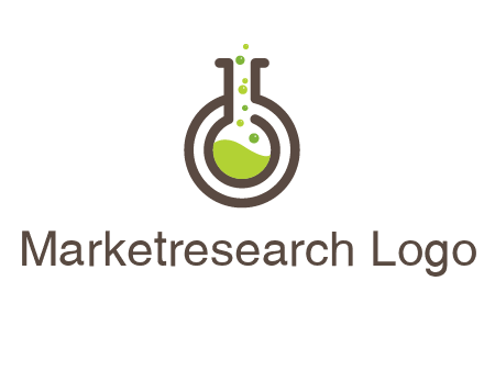 laboratory flask with green liquid and bubbles logo