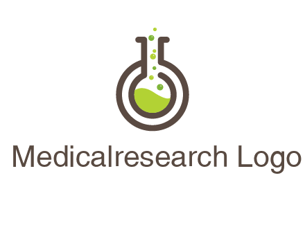 laboratory flask with green liquid and bubbles logo