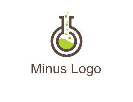 laboratory flask with green liquid and bubbles logo