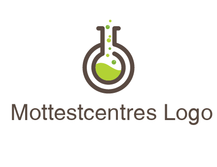 laboratory flask with green liquid and bubbles logo