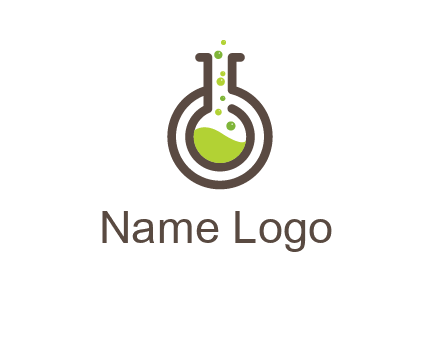 laboratory flask with green liquid and bubbles logo