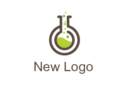 laboratory flask with green liquid and bubbles logo