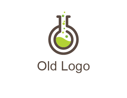 laboratory flask with green liquid and bubbles logo