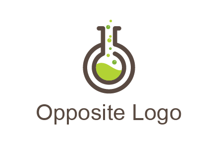 laboratory flask with green liquid and bubbles logo