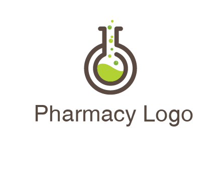 laboratory flask with green liquid and bubbles logo