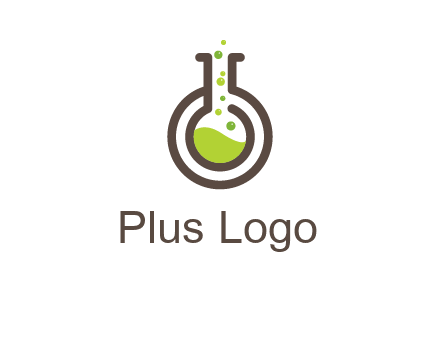 laboratory flask with green liquid and bubbles logo
