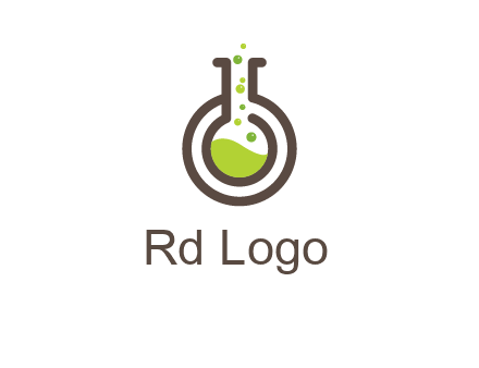 laboratory flask with green liquid and bubbles logo